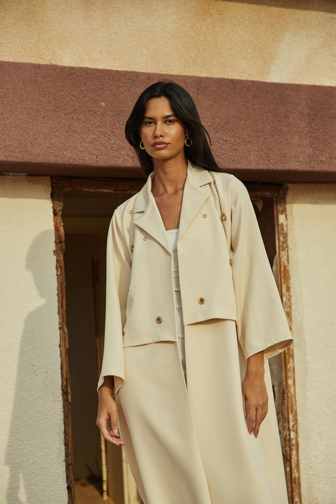 Eyelet Detail Coat-style Abaya