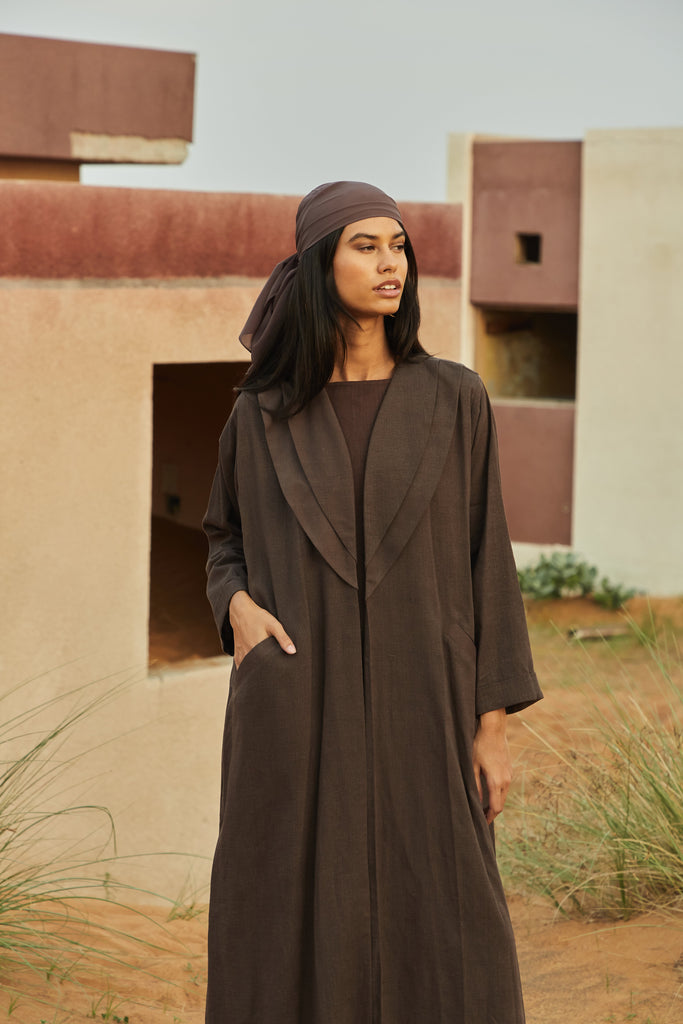Layered-Collar Abaya Set
