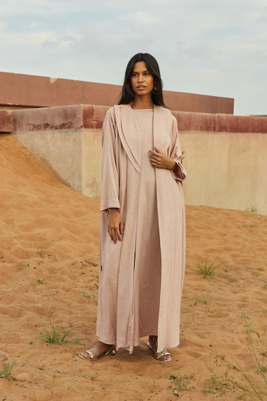 Layered-Collar Abaya Set