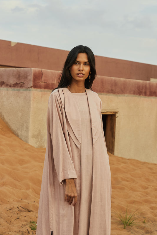 Layered-Collar Abaya Set