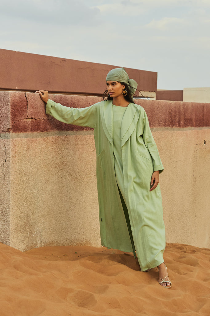 Layered-Collar Abaya Set