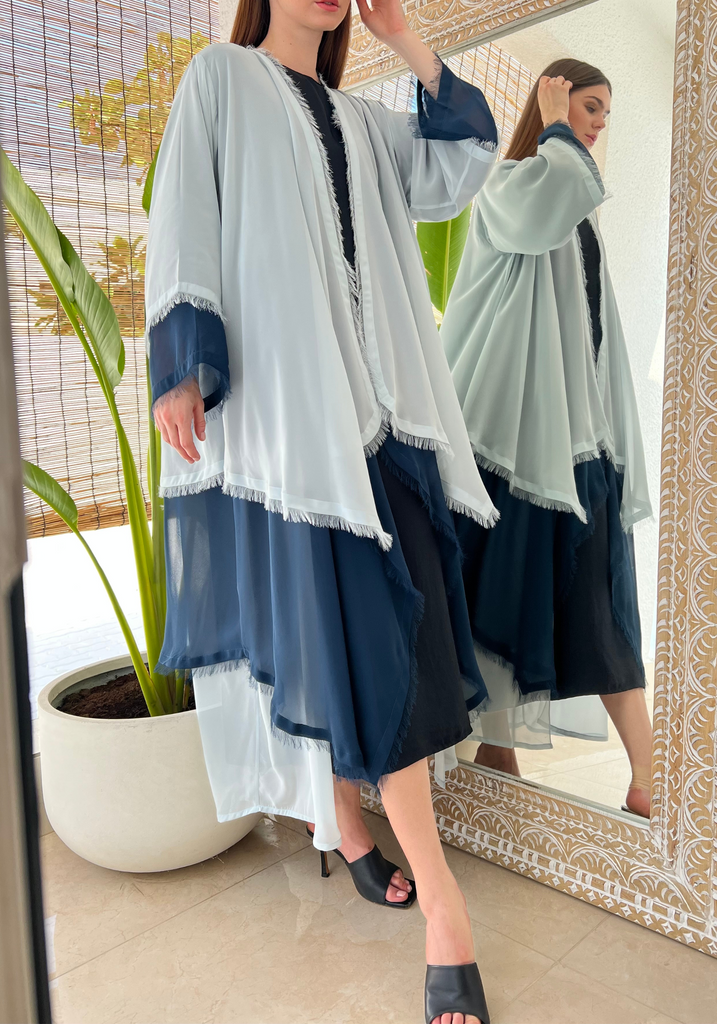 Two-Tone Chiffon Abaya Set