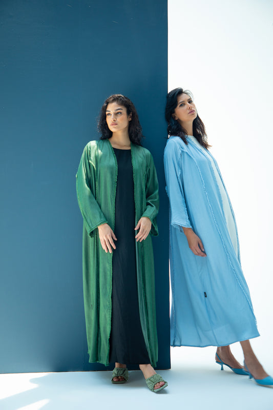 Frayed-Trim Abaya