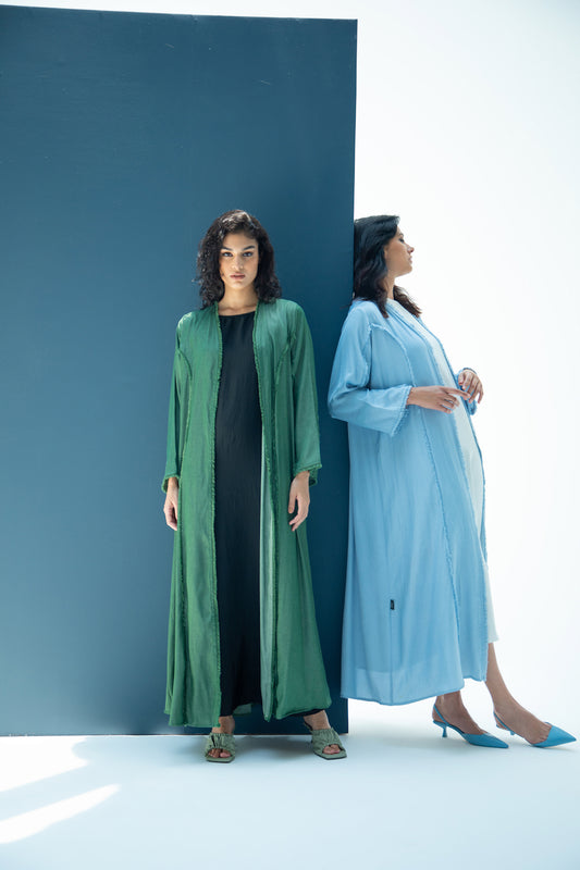 Frayed-Trim Abaya