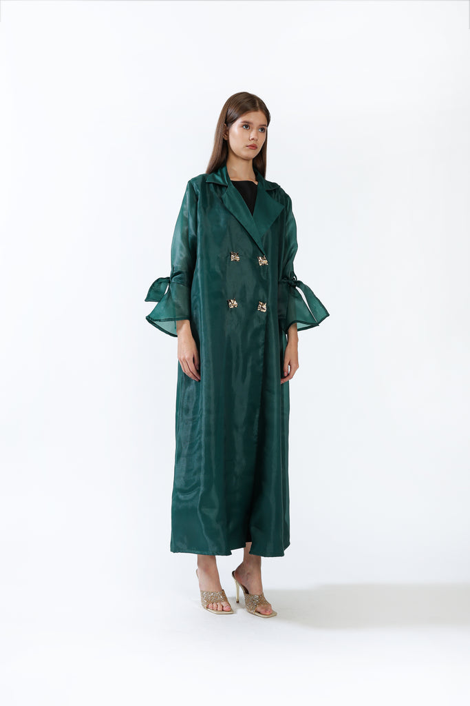 Coat style abaya in organza