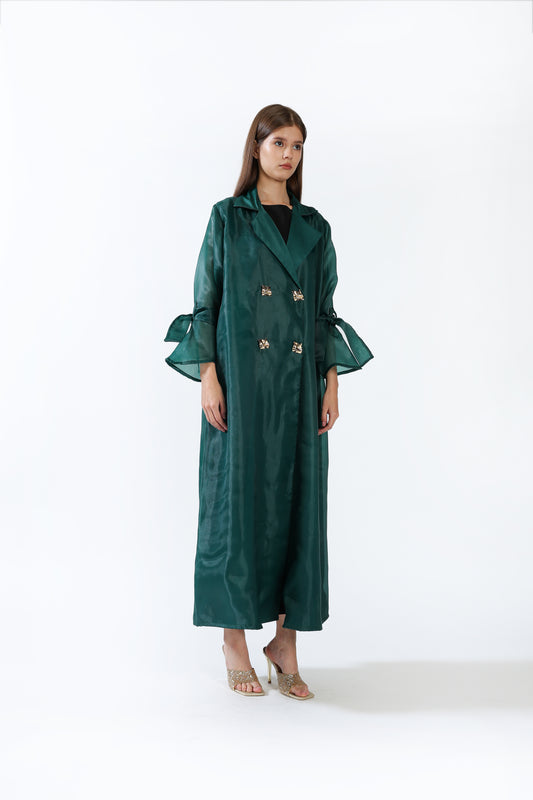 Coat style abaya in organza