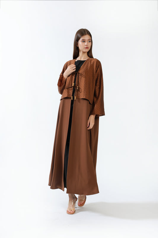 Beaded Tie-up Layered Abaya