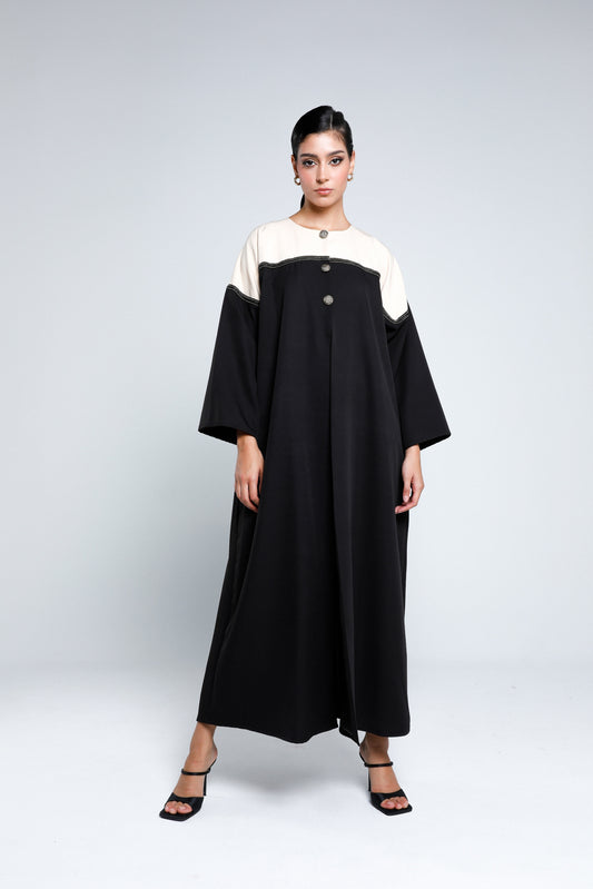 Two-tone Button-front Abaya