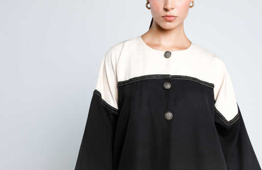 Two-tone Button-front Abaya