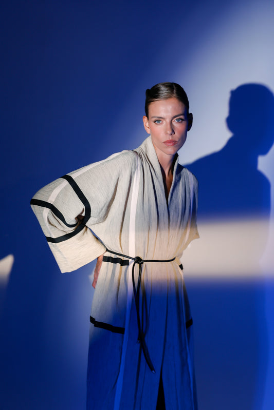 Striped Belted Abaya