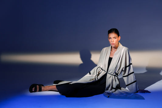 Striped Belted Abaya