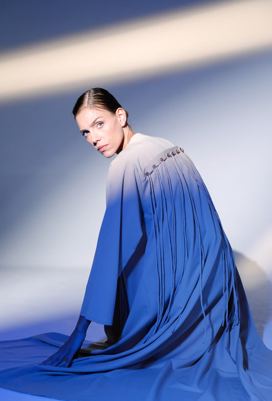 Fringe button abaya