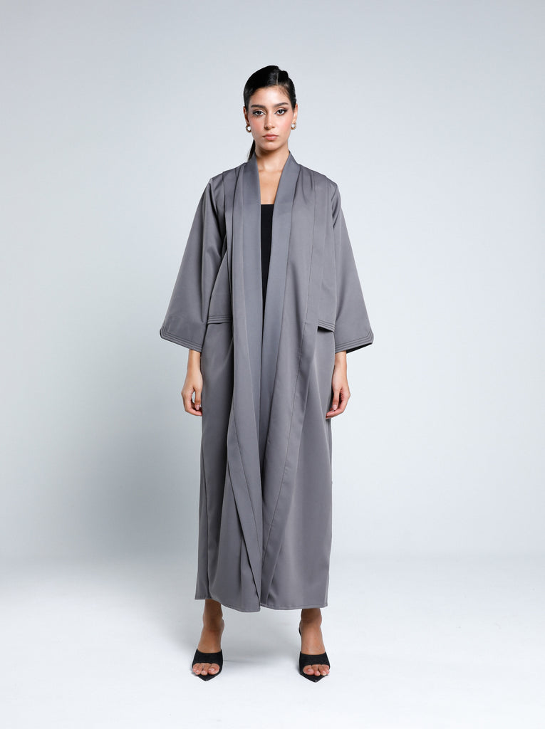 contrast-stitched Abaya