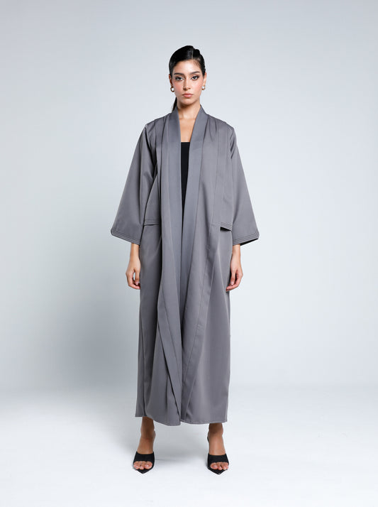contrast-stitched Abaya